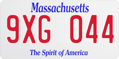 MA license plate 9XG044