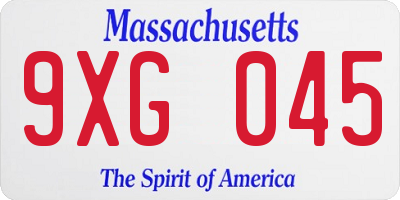 MA license plate 9XG045