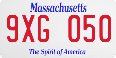 MA license plate 9XG050