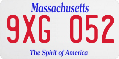 MA license plate 9XG052