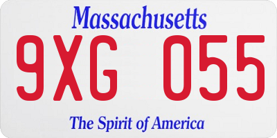 MA license plate 9XG055