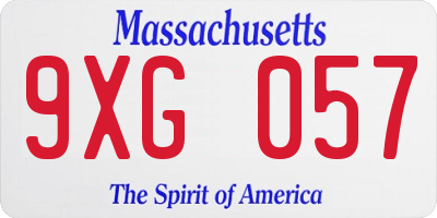 MA license plate 9XG057