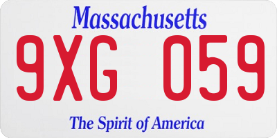 MA license plate 9XG059