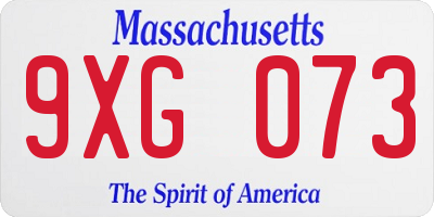 MA license plate 9XG073