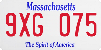 MA license plate 9XG075