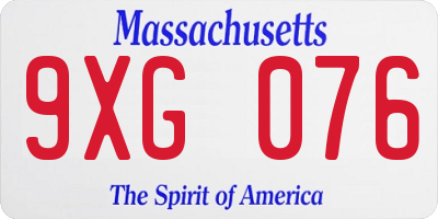 MA license plate 9XG076