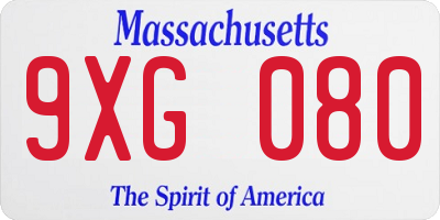 MA license plate 9XG080