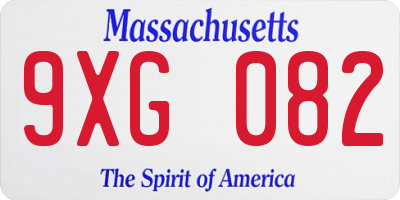 MA license plate 9XG082