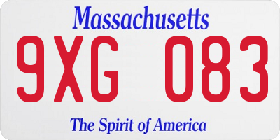 MA license plate 9XG083