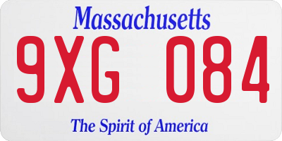 MA license plate 9XG084