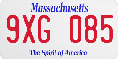 MA license plate 9XG085
