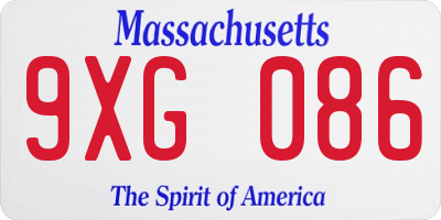 MA license plate 9XG086