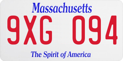 MA license plate 9XG094