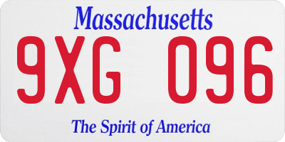 MA license plate 9XG096