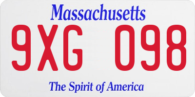 MA license plate 9XG098