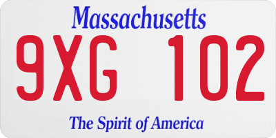 MA license plate 9XG102