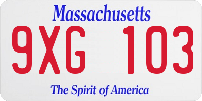 MA license plate 9XG103