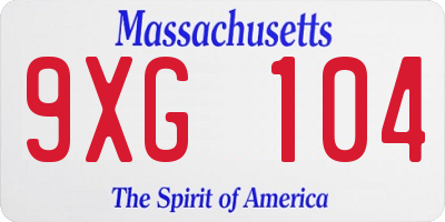 MA license plate 9XG104