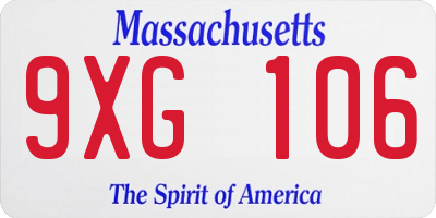 MA license plate 9XG106