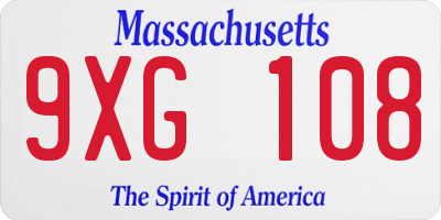 MA license plate 9XG108