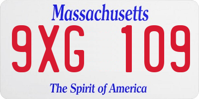 MA license plate 9XG109