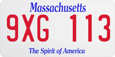 MA license plate 9XG113
