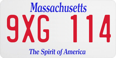 MA license plate 9XG114