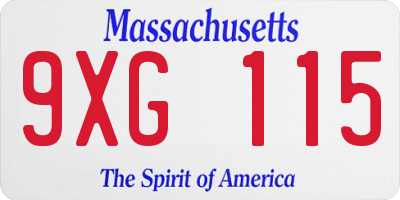 MA license plate 9XG115