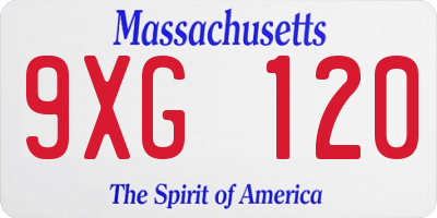MA license plate 9XG120