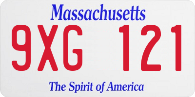MA license plate 9XG121