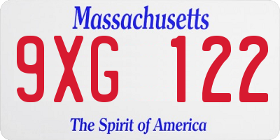 MA license plate 9XG122