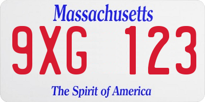 MA license plate 9XG123