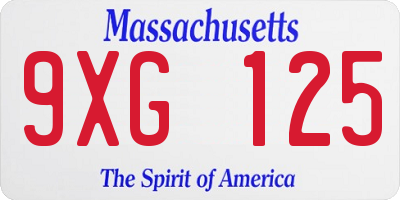 MA license plate 9XG125