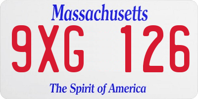 MA license plate 9XG126