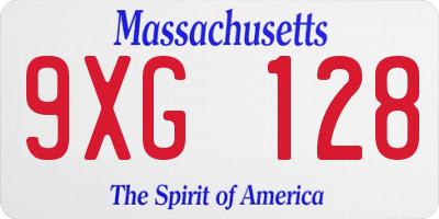 MA license plate 9XG128