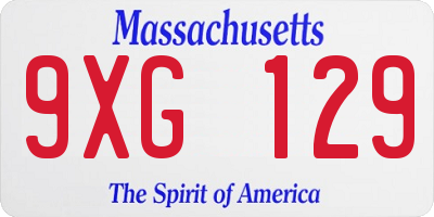 MA license plate 9XG129
