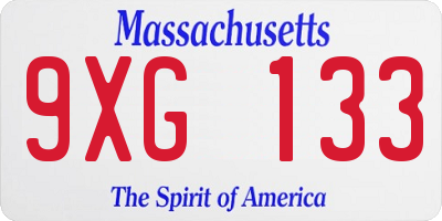 MA license plate 9XG133