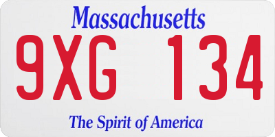 MA license plate 9XG134