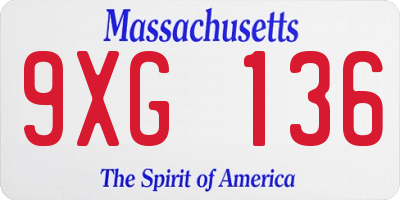 MA license plate 9XG136