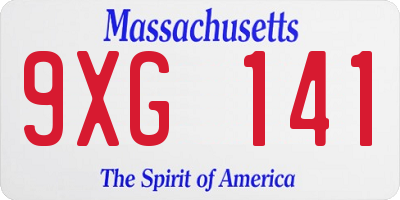 MA license plate 9XG141