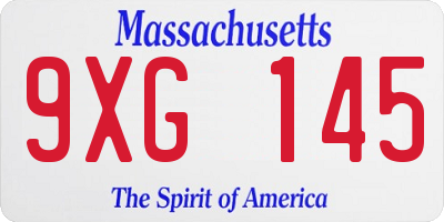 MA license plate 9XG145