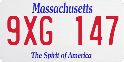 MA license plate 9XG147