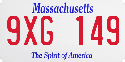 MA license plate 9XG149