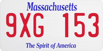 MA license plate 9XG153