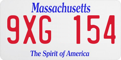 MA license plate 9XG154