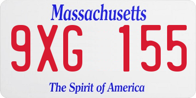 MA license plate 9XG155