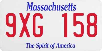 MA license plate 9XG158