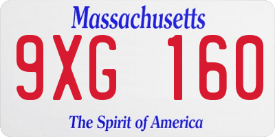MA license plate 9XG160