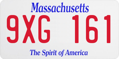 MA license plate 9XG161