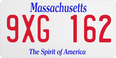 MA license plate 9XG162
